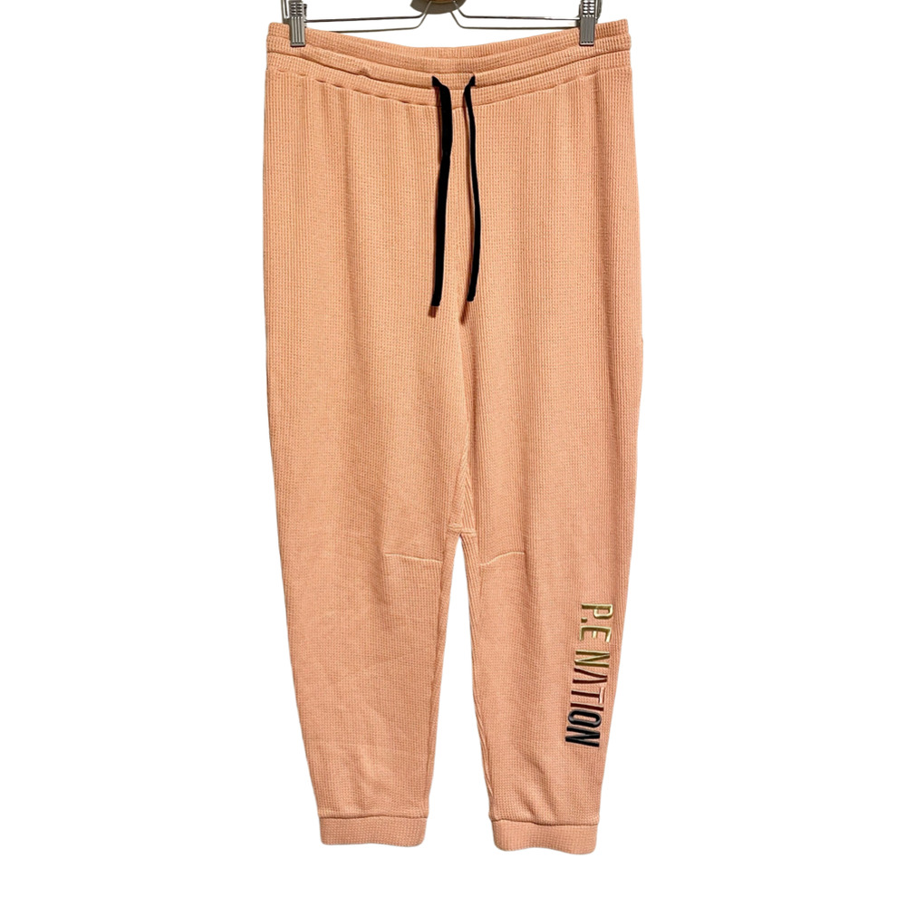 BRAND NEW P.E Nation Peach Waffle Knit Joggers Track Pants Embroidered Logo